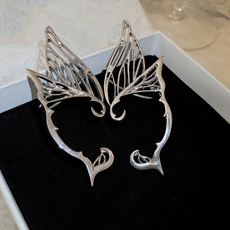 CSIYANJRY99 Elf Ear Cuffs for Women Butterfly Earrings Fairy Ears Goth Punk Ear Cuffs Halloween Accessorie Gothic Punk Jewelry Wrap Droping Earrings - Image 5